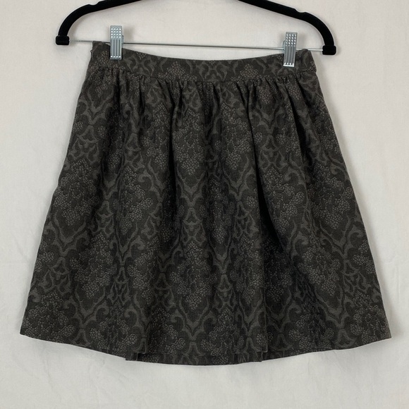 Zara Gathered Mini Skirt Long Damask Gray Pattern - Picture 2 of 12